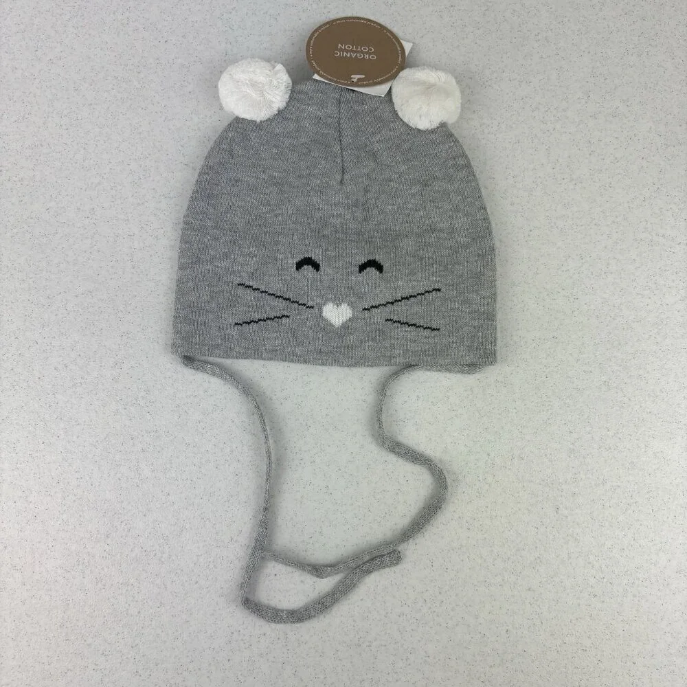 Polarn O. Pyret Gray Mouse Knit Winter Cap NWT 4-9M